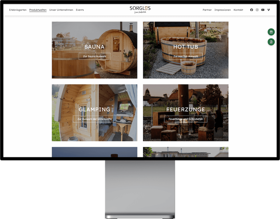 Desktop-Ansicht der Website