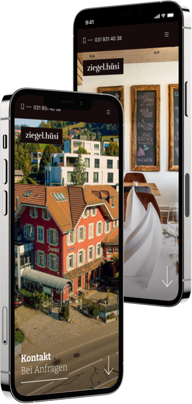 Mobile-Ansicht der neuen Website für das Hotel und Restaurant Ziegelhüsi in Stettlen-Deisswil
